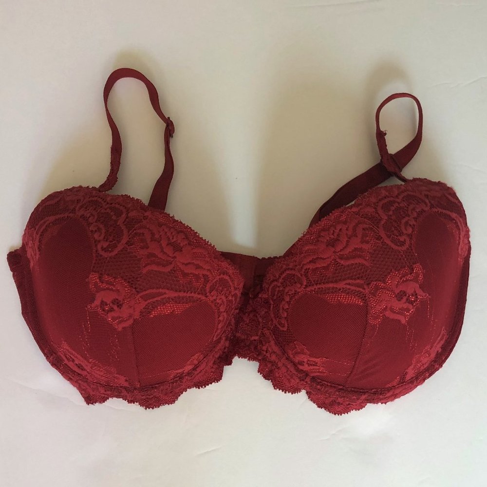 H&M Red Padded Push-up Lace Bra-Size 36D